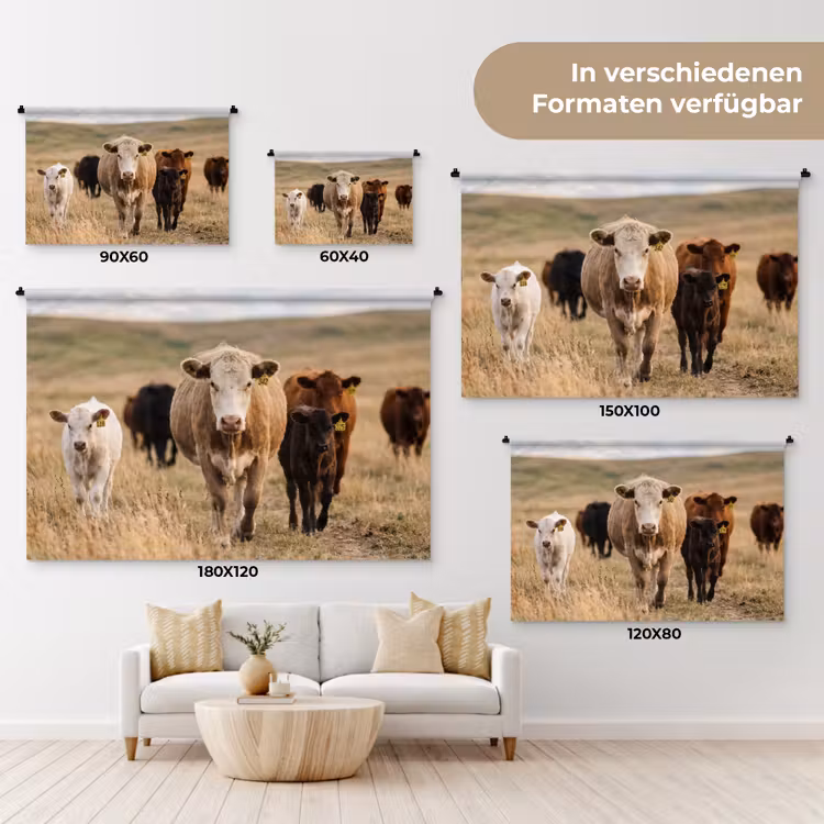 Runderen - Kudde - Landschap - Weide - Rustig Wandkleed katoen klein -tsfeer8_DE