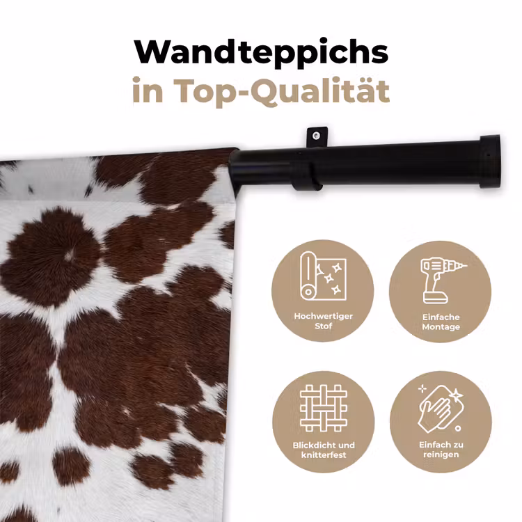 Koeienhuid - Klassiek - Bruin Wandkleed katoen klein -tsfeer2_DE