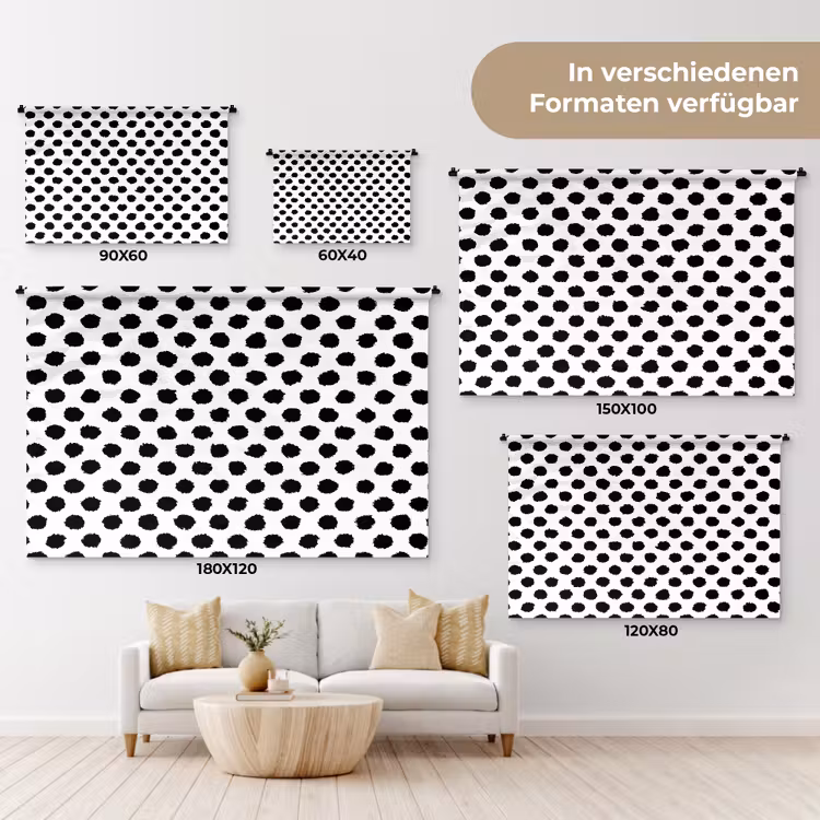 Ruw - Stippen - Zwart Wandkleed katoen klein 269 -tsfeer8_DE
