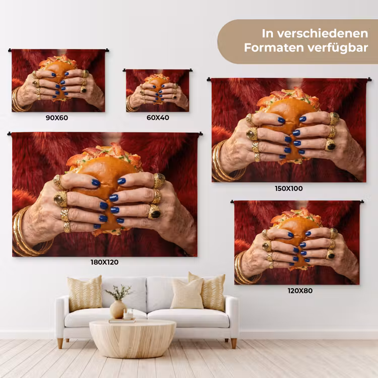 Broodje - Bontjas - Goud Wandkleed katoen klein -tsfeer8_DE