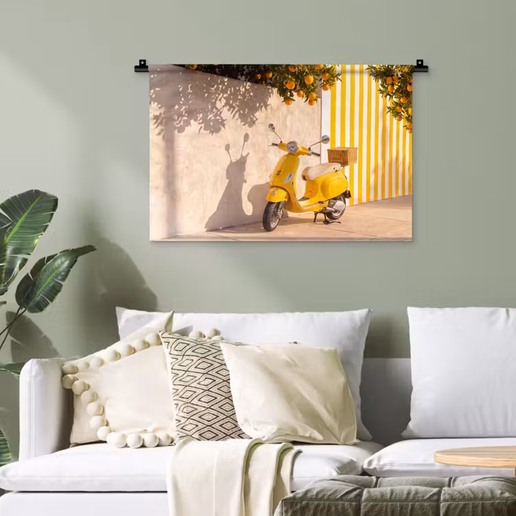 Scooter - Natuur - Zomer - Geel - Mediterraan Wandkleed katoen klein -sfeer7