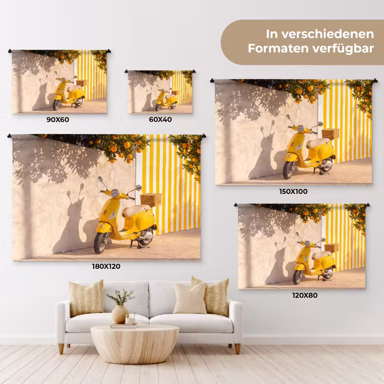 Scooter - Natuur - Zomer - Geel - Mediterraan Wandkleed katoen klein -tsfeer8_DE