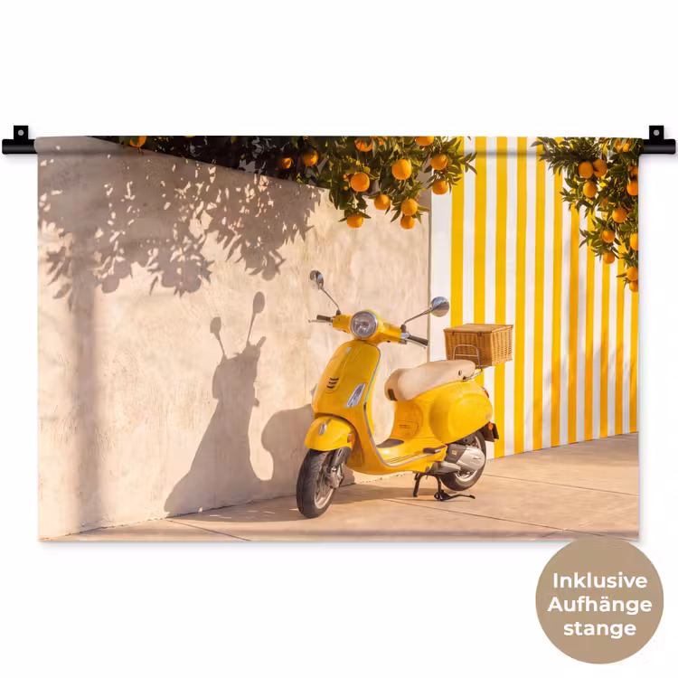 Scooter - Natuur - Zomer - Geel - Mediterraan Wandkleed katoen klein -t3d_DE