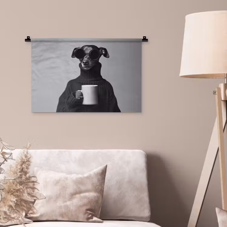 Coltrui - Hond - Bril - Mok Wandkleed katoen klein -sfeer4