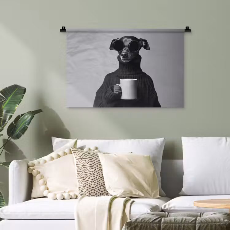 Coltrui - Hond - Bril - Mok Wandkleed katoen klein -sfeer7