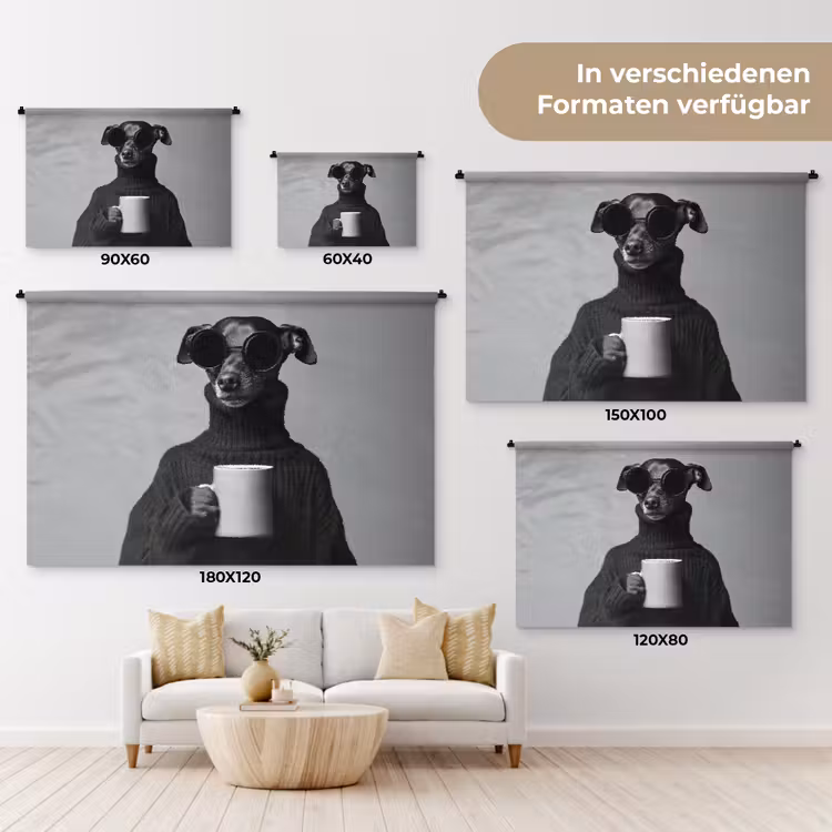 Coltrui - Hond - Bril - Mok Wandkleed katoen klein -tsfeer8_DE