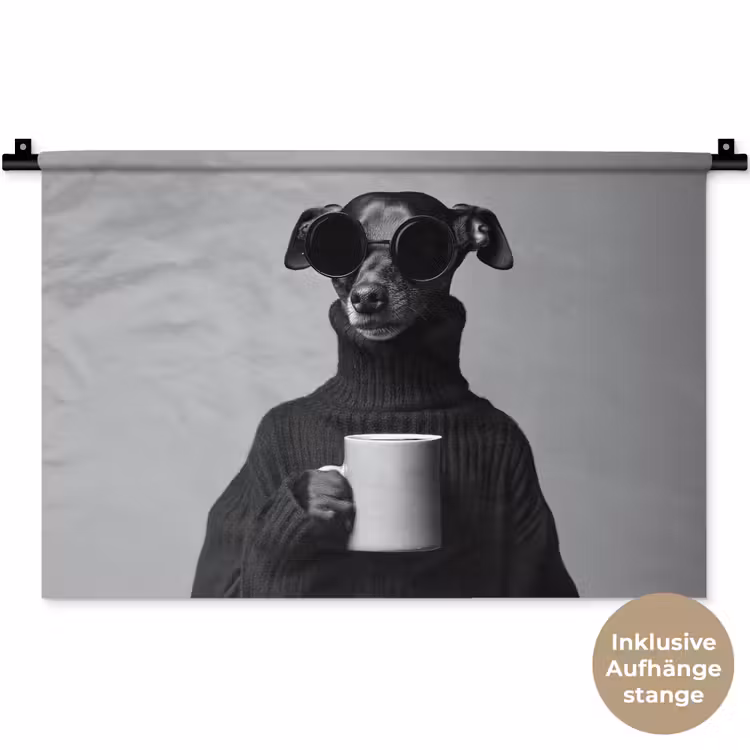 Coltrui - Hond - Bril - Mok Wandkleed katoen klein -t3d_DE