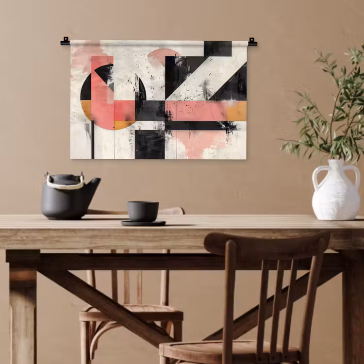 Roze - Abstract - Aesthetic - Modern - Vormen Wandkleed katoen klein -sfeer6