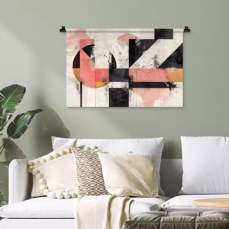 Roze - Abstract - Aesthetic - Modern - Vormen Wandkleed katoen klein -sfeer7