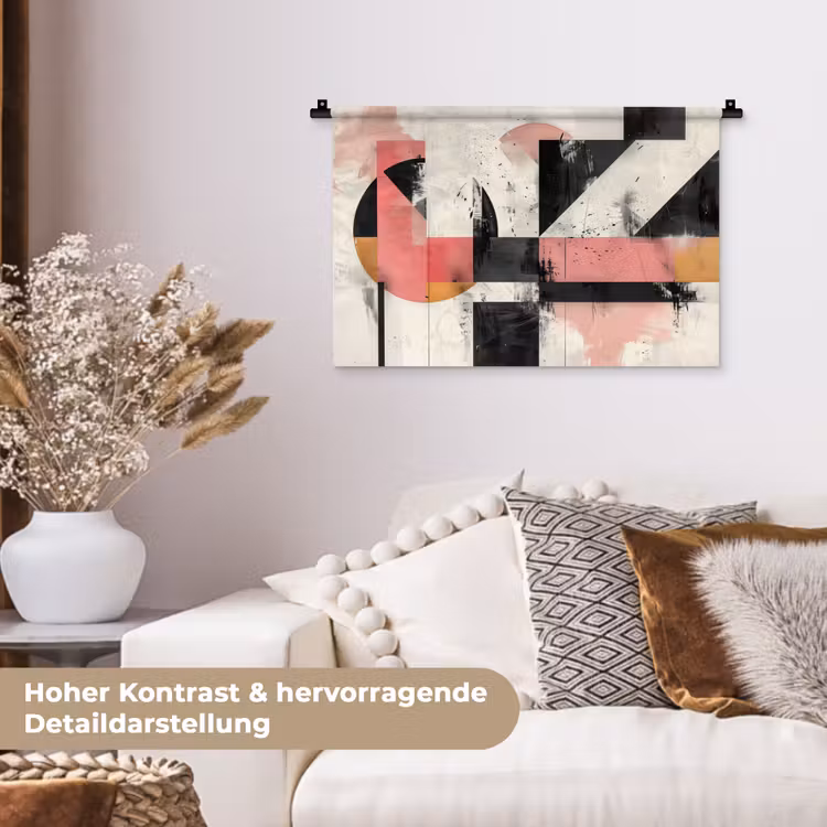 Roze - Abstract - Aesthetic - Modern - Vormen Wandkleed katoen klein -tsfeer1_DE