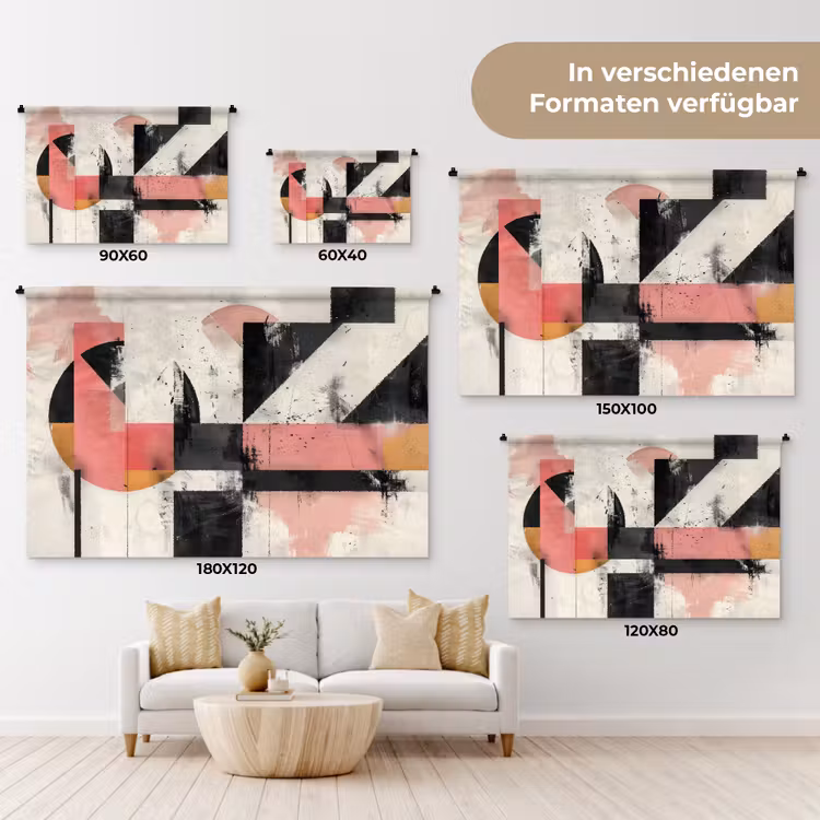 Roze - Abstract - Aesthetic - Modern - Vormen Wandkleed katoen klein -tsfeer8_DE