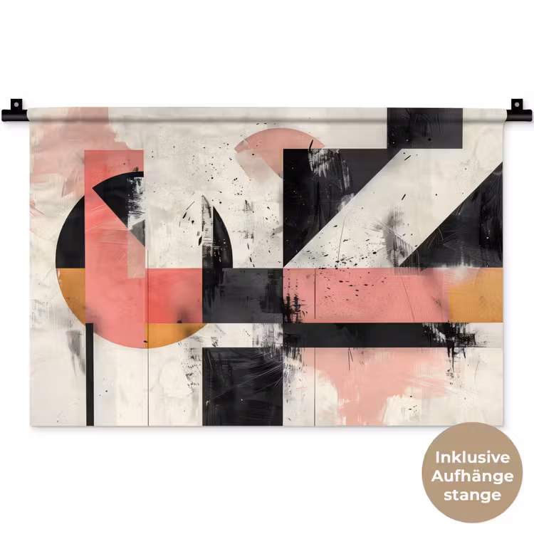Roze - Abstract - Aesthetic - Modern - Vormen Wandkleed katoen klein -t3d_DE
