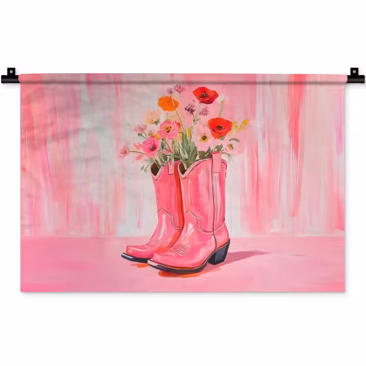 Roze - Bloemen - Cowboy Wandkleed katoen klein -zz3d