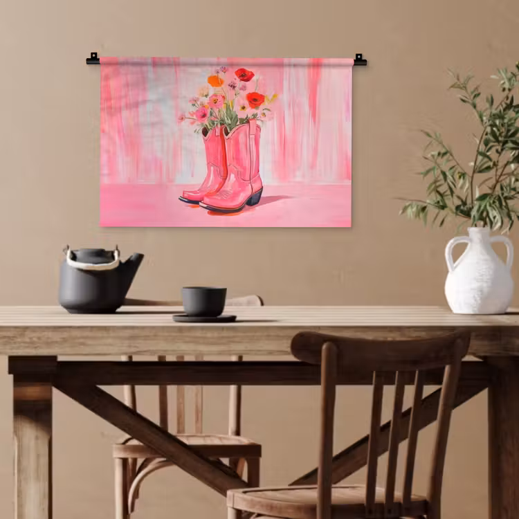 Roze - Bloemen - Cowboy Wandkleed katoen klein -sfeer6