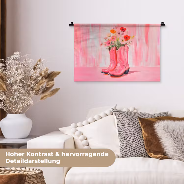 Roze - Bloemen - Cowboy Wandkleed katoen klein -tsfeer1_DE