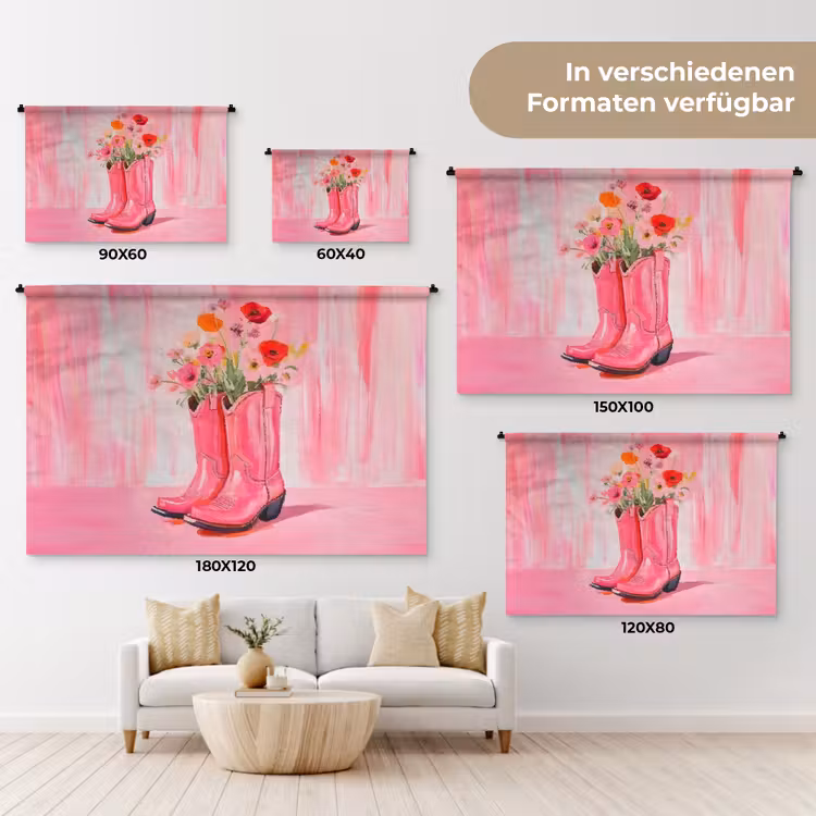 Roze - Bloemen - Cowboy Wandkleed katoen klein -tsfeer8_DE