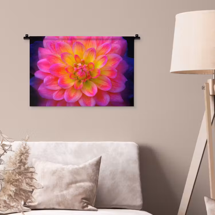 Roze - Dahlia - Kleurrijk Wandkleed katoen klein -sfeer4