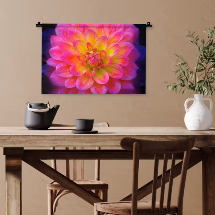 Roze - Dahlia - Kleurrijk Wandkleed katoen klein -sfeer6