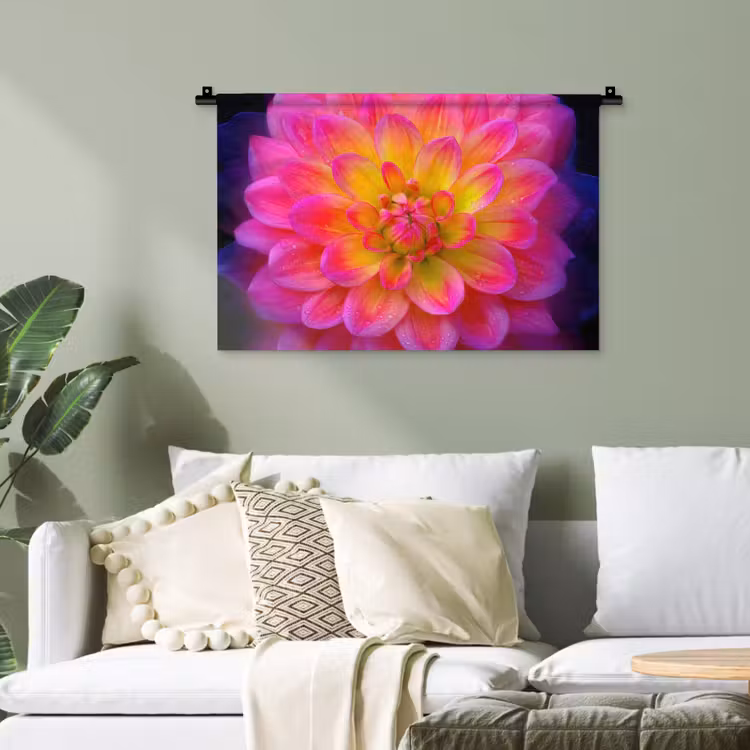 Roze - Dahlia - Kleurrijk Wandkleed katoen klein -sfeer7