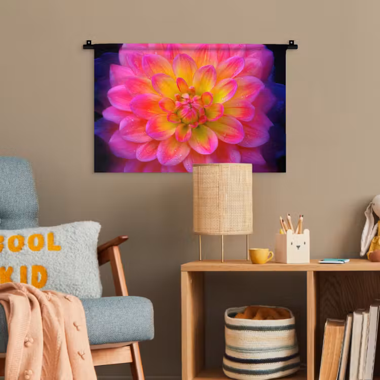 Roze - Dahlia - Kleurrijk Wandkleed katoen klein -wsfeer4_kind