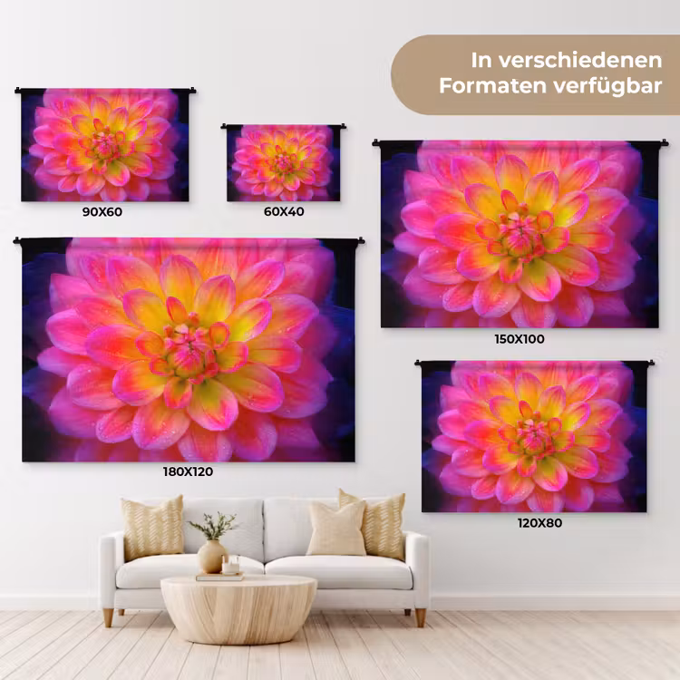 Roze - Dahlia - Kleurrijk Wandkleed katoen klein -tsfeer8_DE