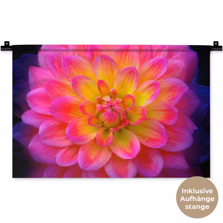 Roze - Dahlia - Kleurrijk Wandkleed katoen klein -t3d_DE