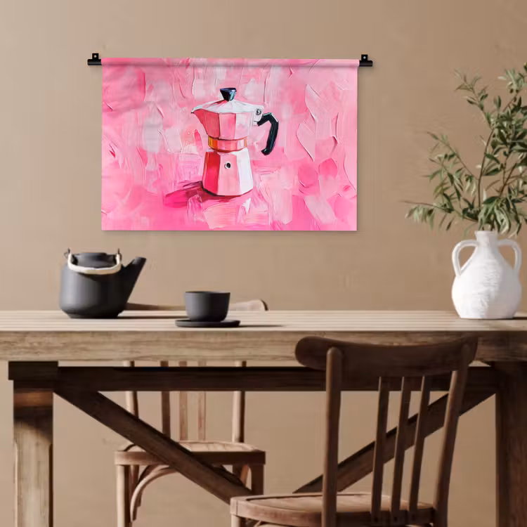 Roze - Verf - Coffee Wandkleed katoen klein -sfeer6