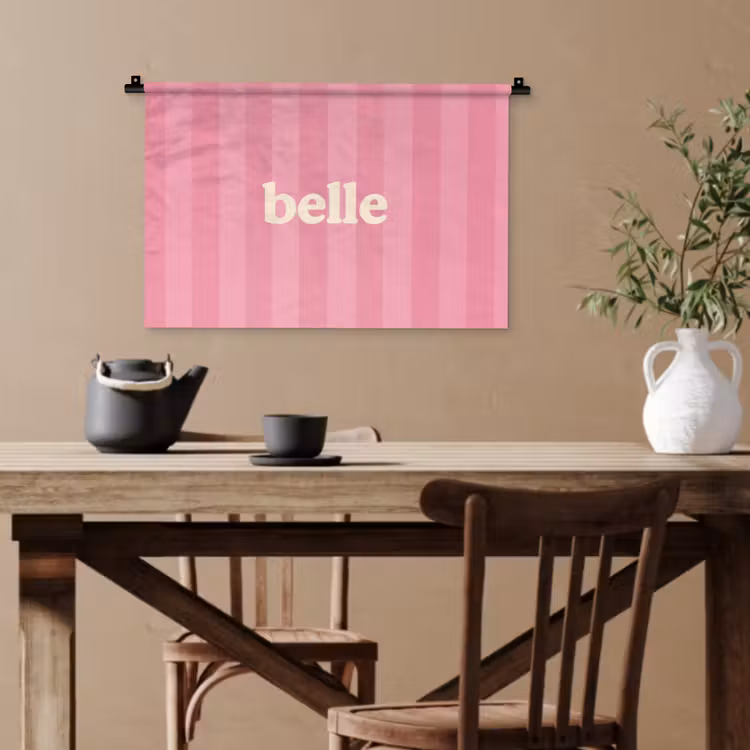 Roze - Gestreept - Belle Wandkleed katoen klein -sfeer6
