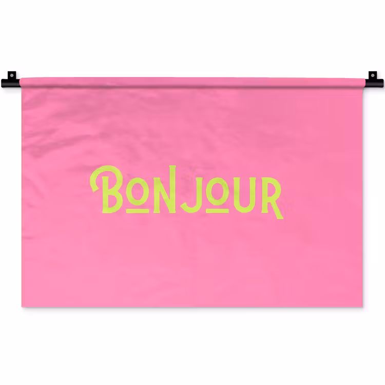 Roze - Groene Bonjour - art-deco Wandkleed katoen klein -zz3d