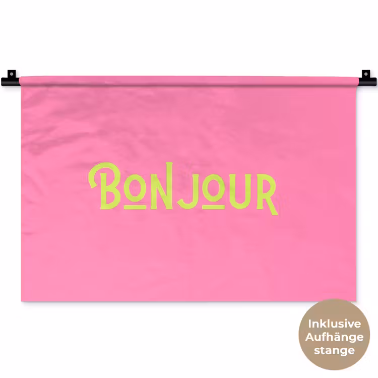 Roze - Groene Bonjour - art-deco Wandkleed katoen klein -t3d_DE