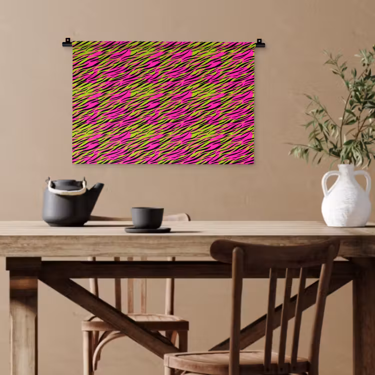 Roze - Groen - Neon - Dieren Wandkleed katoen klein 269 -sfeer6