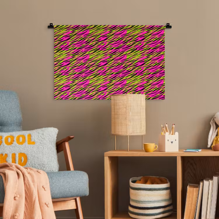 Roze - Groen - Neon - Dieren Wandkleed katoen klein 269 -wsfeer4_kind