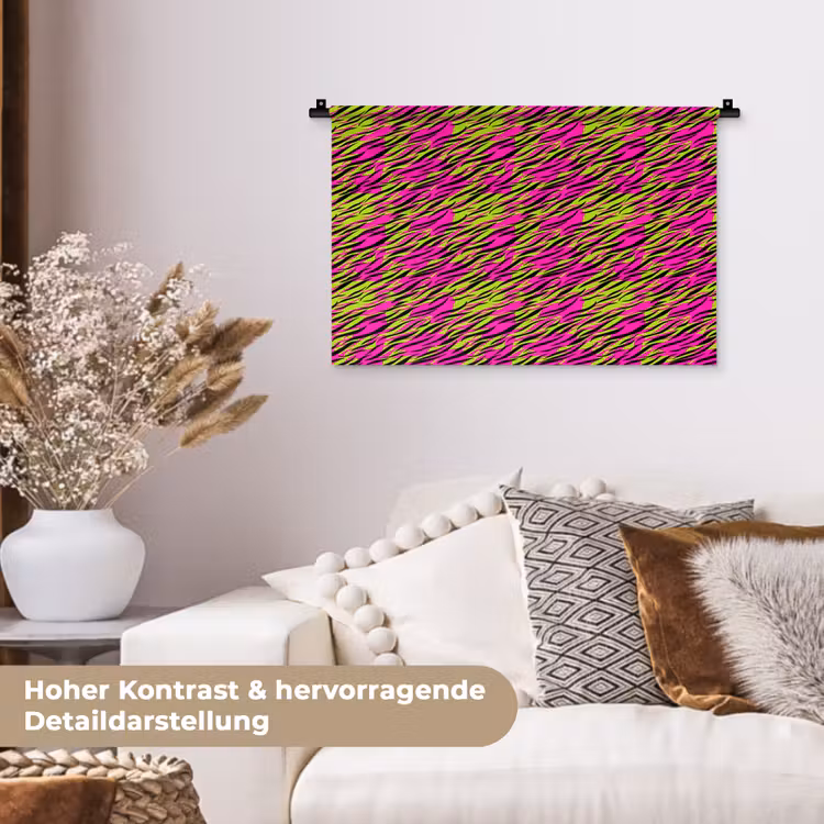 Roze - Groen - Neon - Dieren Wandkleed katoen klein 269 -tsfeer1_DE