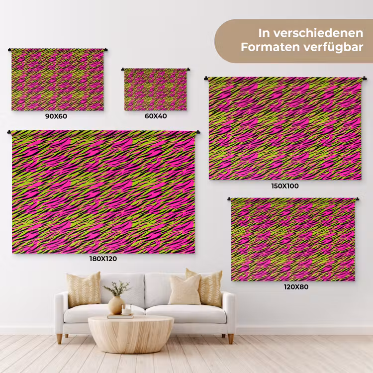 Roze - Groen - Neon - Dieren Wandkleed katoen klein 269 -tsfeer8_DE