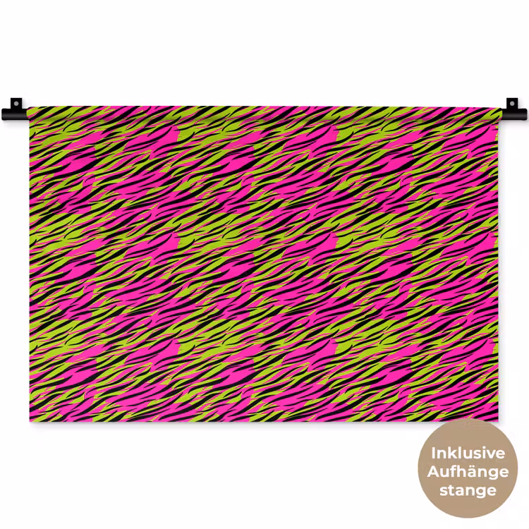 Roze - Groen - Neon - Dieren Wandkleed katoen klein 269 -t3d_DE