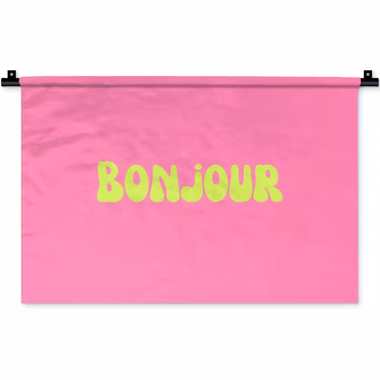 Roze - Groene bonjour - Organisch Wandkleed katoen klein -zz3d