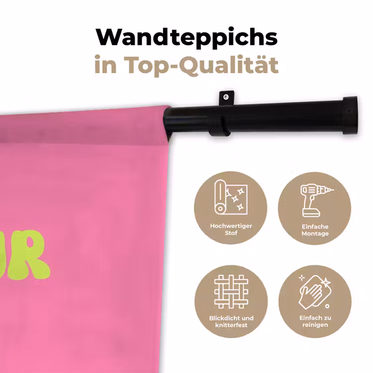 Roze - Groene bonjour - Organisch Wandkleed katoen klein -tsfeer2_DE