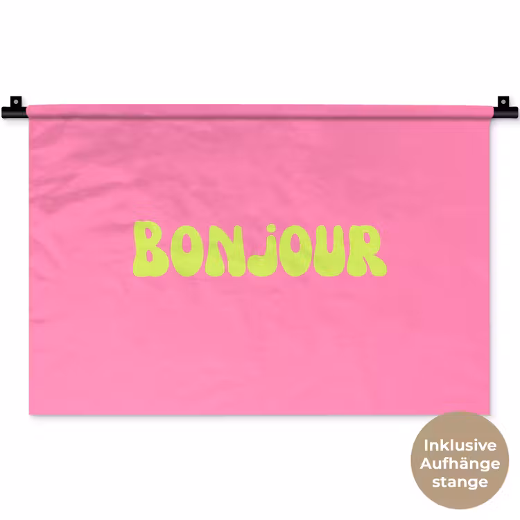 Roze - Groene bonjour - Organisch Wandkleed katoen klein -t3d_DE