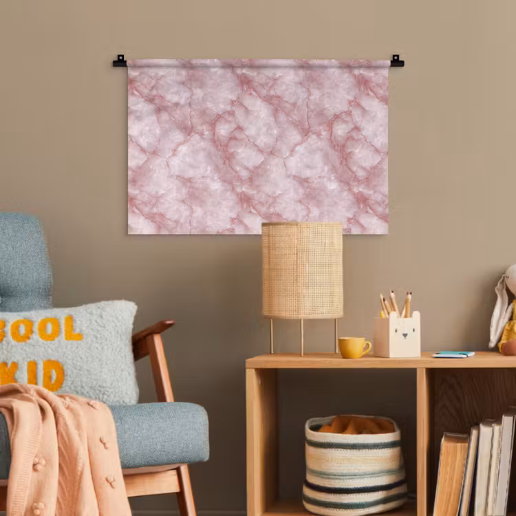 Roze - Kwartsmarmer - Aders Wandkleed katoen klein 269 -wsfeer4_kind