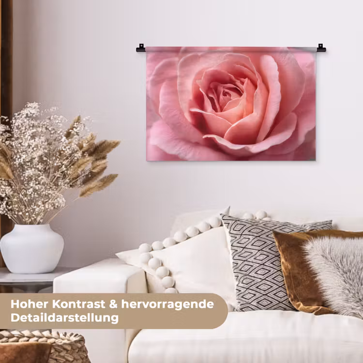 Roze - Roos - Romantisch Wandkleed katoen klein -tsfeer1_DE