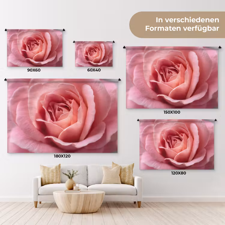 Roze - Roos - Romantisch Wandkleed katoen klein -tsfeer8_DE