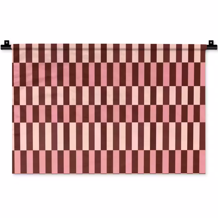 Roze - Rood - Blokjes Wandkleed katoen klein 269 -zz3d