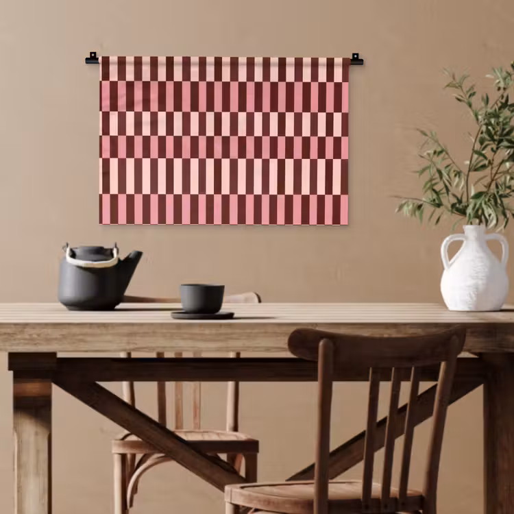 Roze - Rood - Blokjes Wandkleed katoen klein 269 -sfeer6
