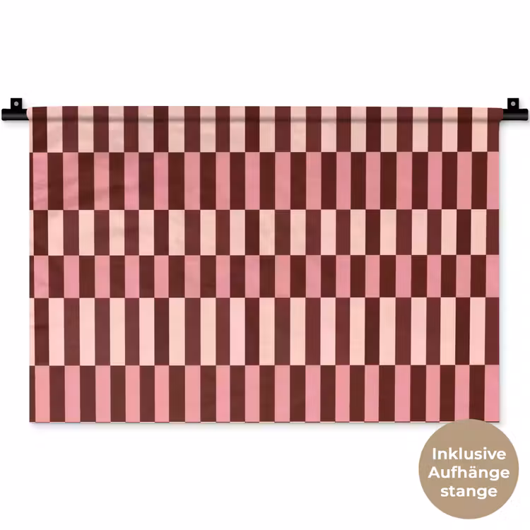 Roze - Rood - Blokjes Wandkleed katoen klein 269 -t3d_DE