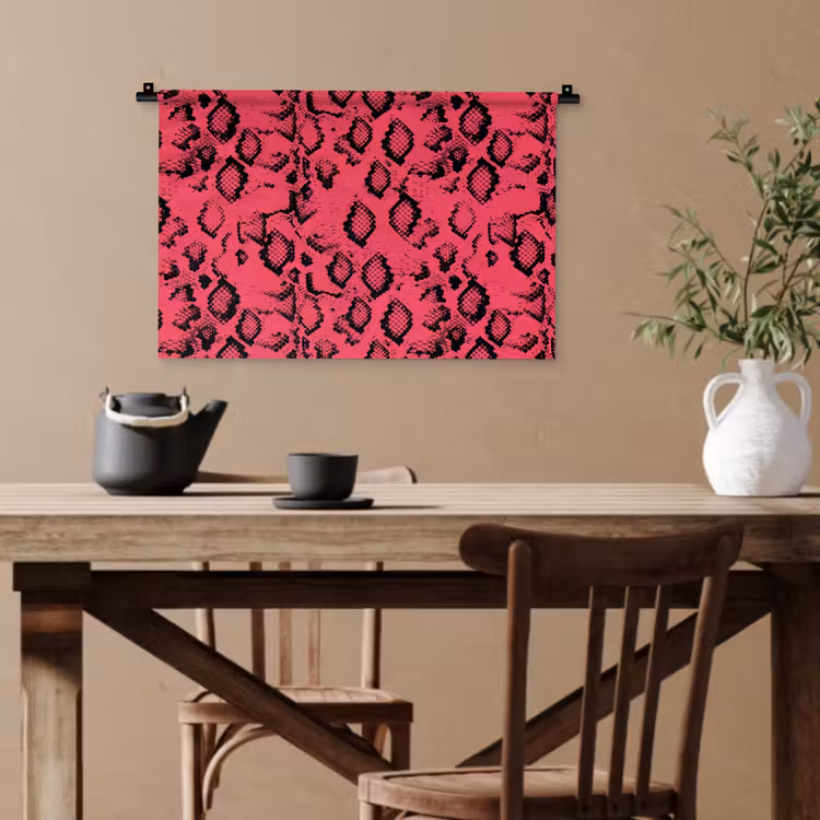 Roze - Slang - Motief Wandkleed katoen klein 269 -sfeer6