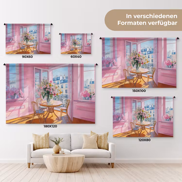 Pink - City - Bloemen Wandkleed katoen klein -tsfeer8_DE