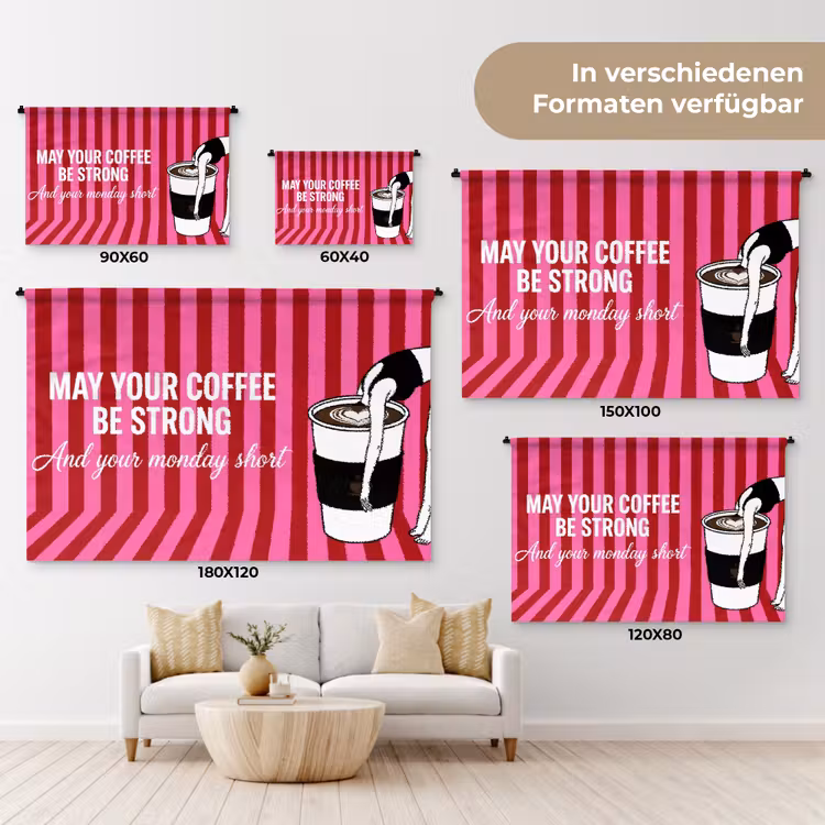 Roze - Strepen - Koffie - Maandag Wandkleed katoen klein -tsfeer8_DE