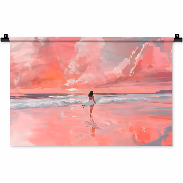 Roze - Surfen - Zee Wandkleed katoen klein -zz3d