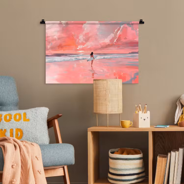 Roze - Surfen - Zee Wandkleed katoen klein -wsfeer4_kind
