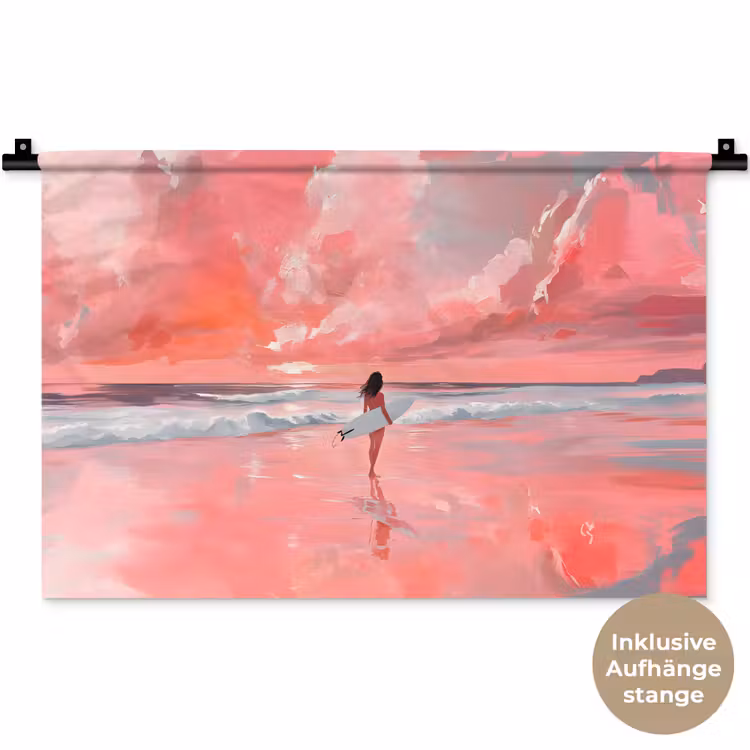 Roze - Surfen - Zee Wandkleed katoen klein -t3d_DE